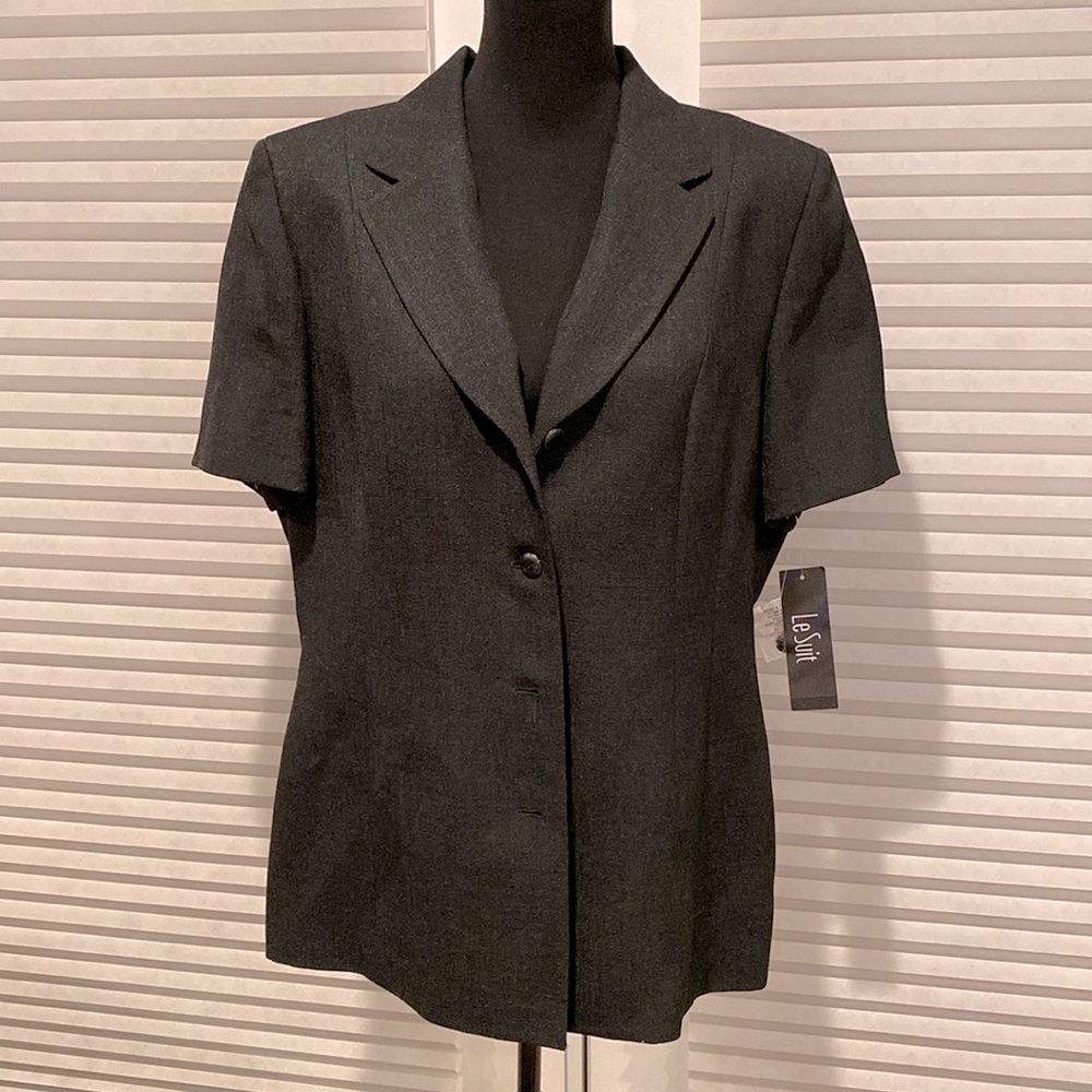 NWT LeSuit Lined Short Sleeve Jacket Navy Sz 16